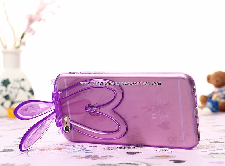 rabbit ear stand holder clear tpu case