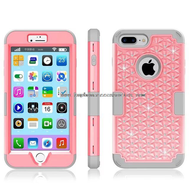 Star Rhinestone Dimond TPU PC 3 IN 1 Back Cover phone Case