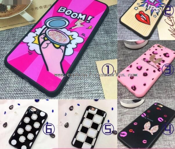 Güzellik elmas Bling kauçuk yumuşak TPU jöle dava için renkli iPhone6 6 artı