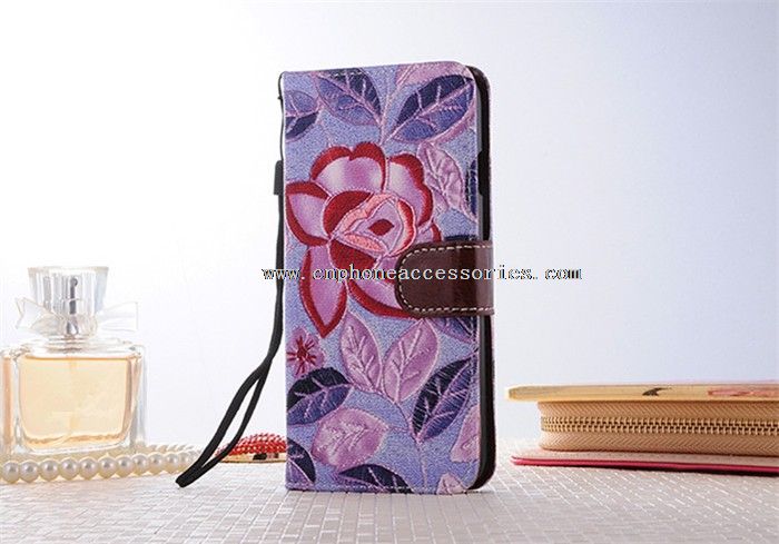 bunga kanvas flip dompet kasus untuk iphone 7 7 ditambah