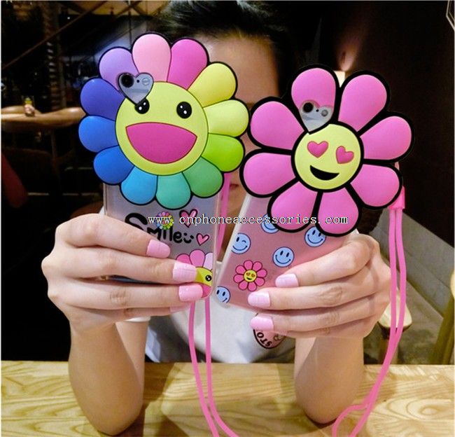 flowers rubber tpu cute cover strap case