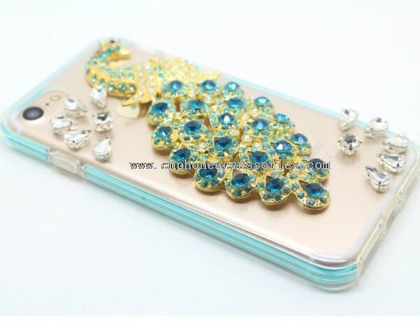 Estuche de cristal diamante pavo real para el iPhone 7 7 Plus