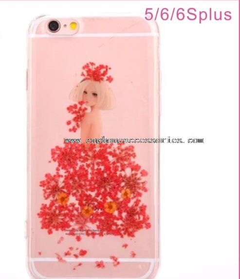 Flores menina Soft cristal TPU Case para iPhone 5/6/6 Plus