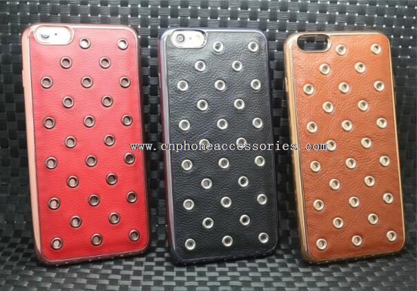 Echtes Leder mit Loch Fall Back Cover Case für Iphone 6 s/6plus
