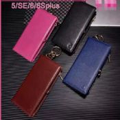 Kasus telepon dompet kulit multi Zipper untuk iphone 6 images