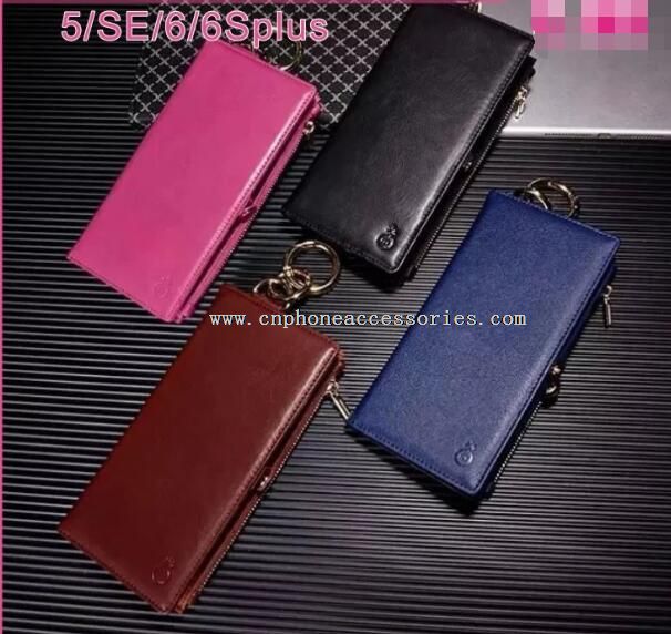 Caixa de telefone de carteira de couro de multi Zipper para iphone 6