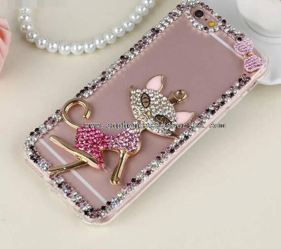 Gjennomsiktige diamanter dekke Mermaid PC sak For iPhone 6 /6 pluss