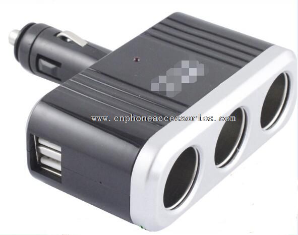 Autós szivargyújtó USB Plug Sockets Splitter töltő