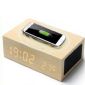 LED MP3 Wooden Bluetooth Speaker Wireless Charger with Clock and Thermometer small picture