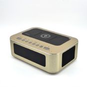 Qi ασύρματη φόρτιση Ξυπνητήρι ηχείο Bluetooth με θερμοκρασία LED οθόνη images