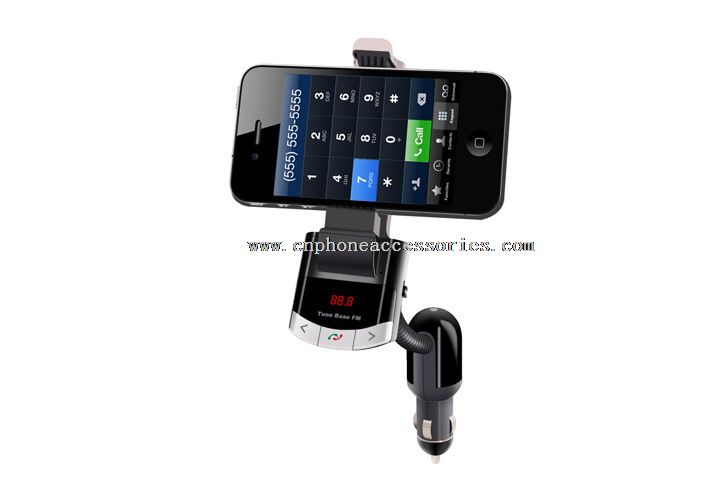Bluetooth Mobil kit speakerphone dengan pemancar fm dengan dudukan telepon