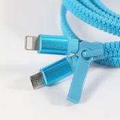 Fermeture à glissière 2 en 1 ligne de Date USB chargeur câble images