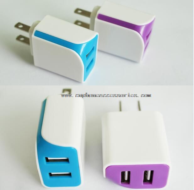 Universal 2 USB Ports US/EU Plug Home Travel Wall AC Power Charger