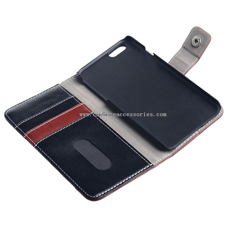 Leather Wallet Phone Case for Iphone6 plus with Three Crad Slots