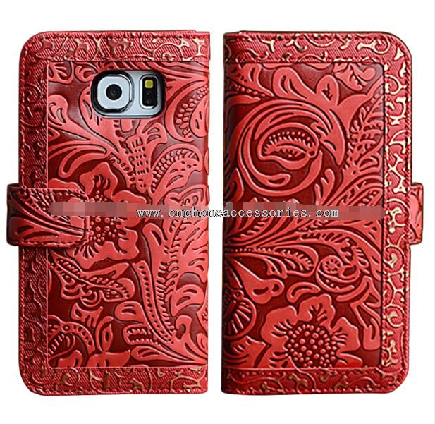 Embossing mobile phone leather case for Samsung s7