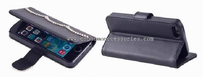 Telefono cellulare custodia in pelle per iPhone 5S con diamante