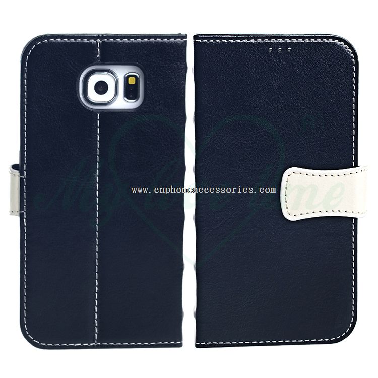 PU leather telepon dompet penutup case untuk samsung s6 dengan empat slot