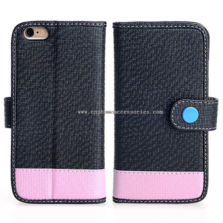 Two Tone Wallet Case For iPhone 6S With Button Flap