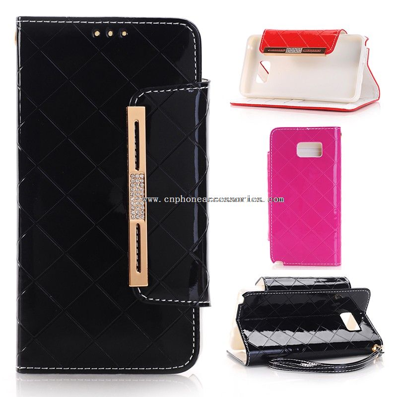 Diamond Check pattern leather Side Flip standing Case