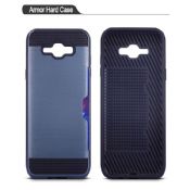 combo Slim Armor TPU PC 2 en 1 avec porte-cartes de téléphone cellulaire de fente pour Samsung J7 images