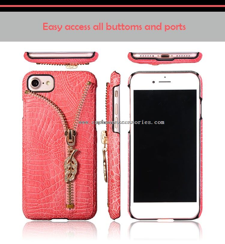 pu leather cell phone case with card slot for iphone 7