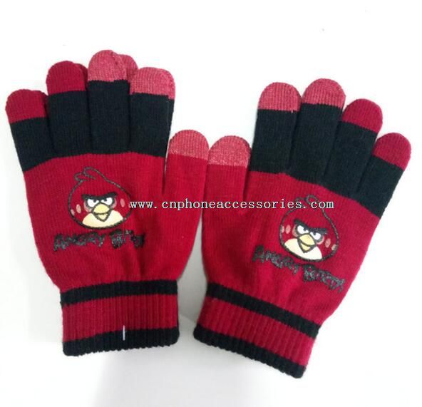 cartoon knitted touch screen gloves