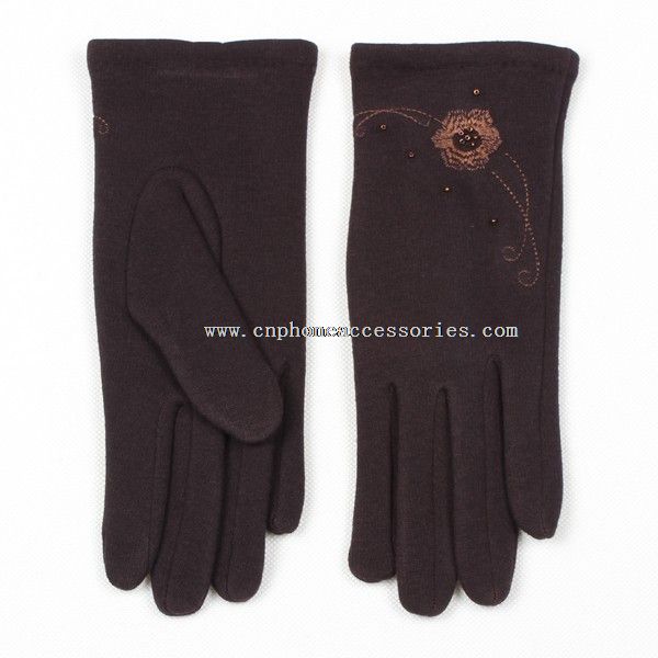 Classical embroidery flower touch screen gloves