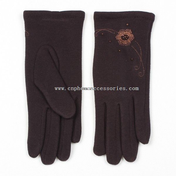 Guantes de pantalla clásico bordado flor táctiles