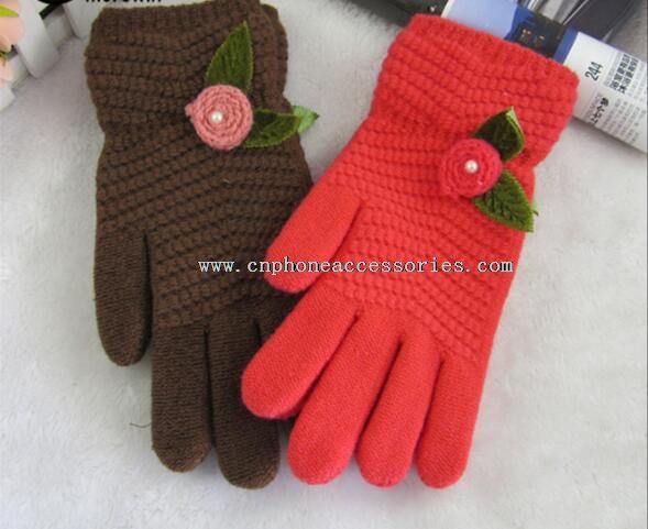 květina zimní pletené rukavice pro ženy