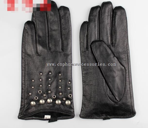 genuine leather gloves with metal rivets and knuckle holes