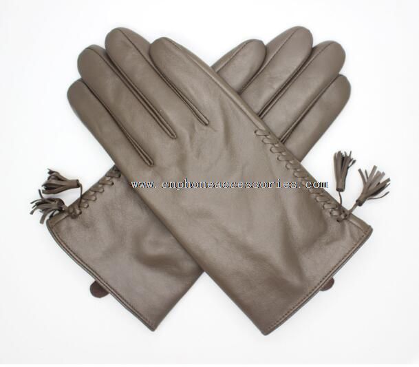 Cuir de mouton gris touch écran femmes gants de cuir