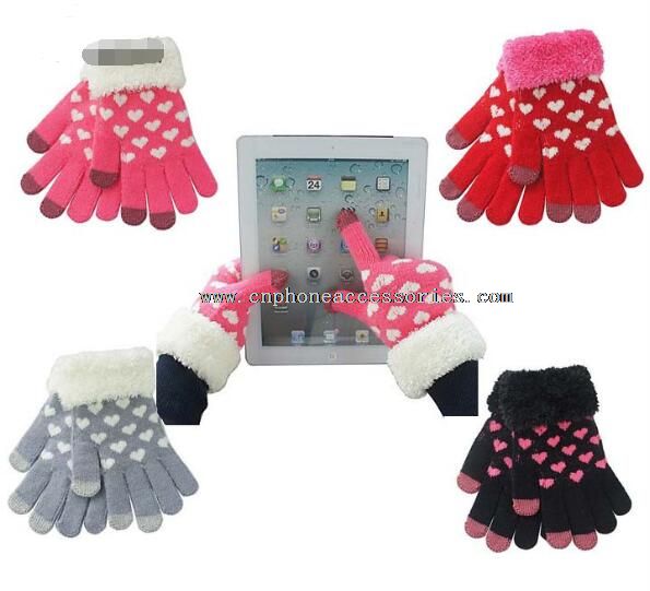 Heart Pattern Textile Touch Gloves