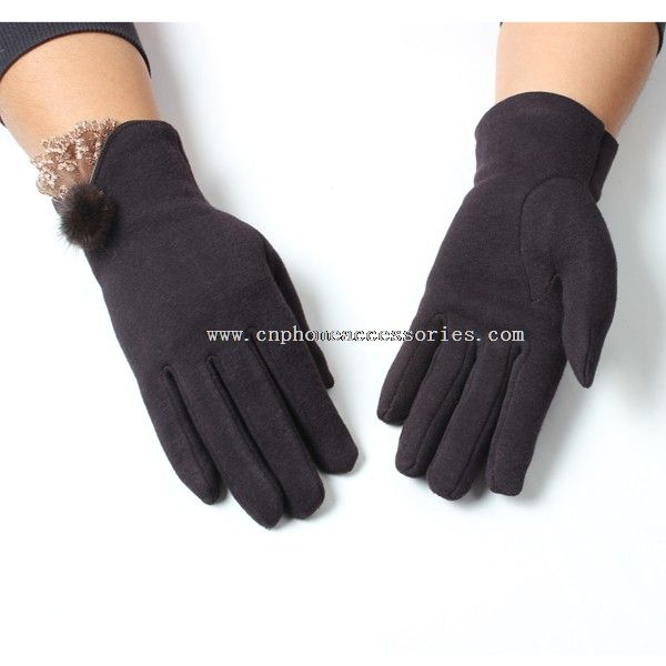 lace and fur trimmed ladies winter gloves
