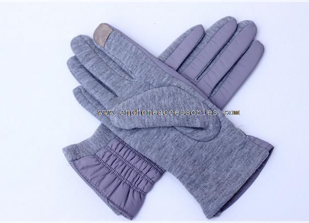 ladies grey feather cloth touch finger hand gloves