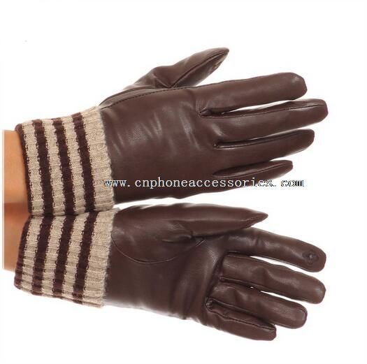 Ladies touch screen leather gloves
