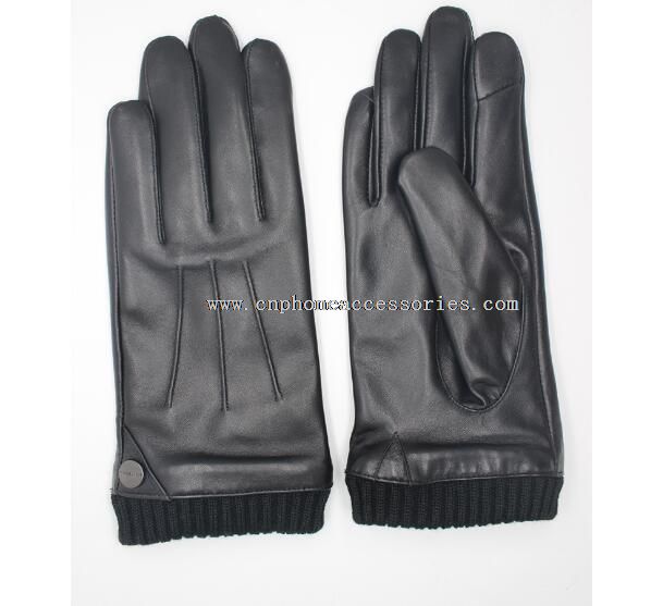 guantes de cuero y forro dos de tono con el dedo índice función de pantalla táctil