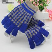 blue plaid touch screen compatible phone gloves images
