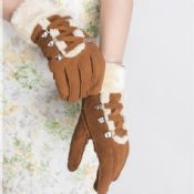 double face integration fur gloves with strings images
