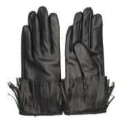 Fashion index finger touch screen black tassels leather gloves images