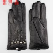 genuine leather gloves with metal rivets and knuckle holes images