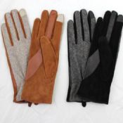 ladies fashion fabric and sheepsuede touch screen leather gloves images