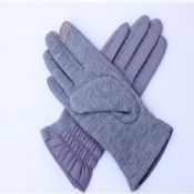 ladies grey feather cloth touch finger hand gloves images