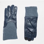 leather gloves with long knit cuff touch screen images