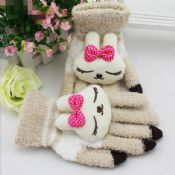 Rabbit Pattern Soft Cashmere Touch Screen Gloves images