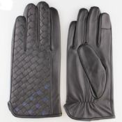 touch screen woven two colour leather gloves images