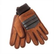 womens warm suede gloves with knitted wrist images
