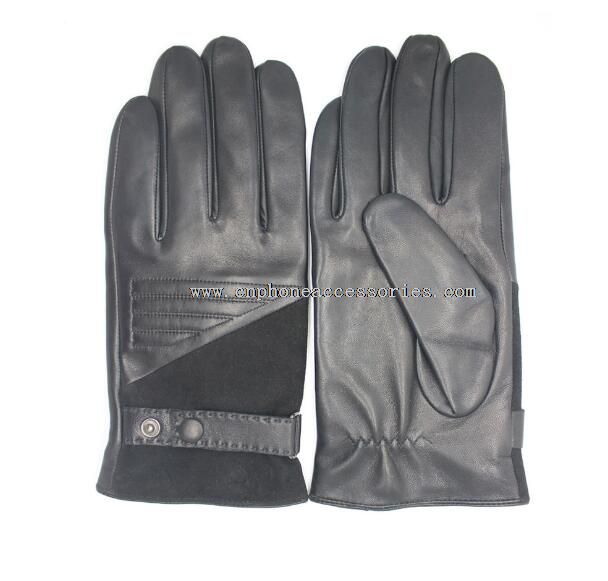 Gants de cuir de daim Mens et avec boutons et ceinture