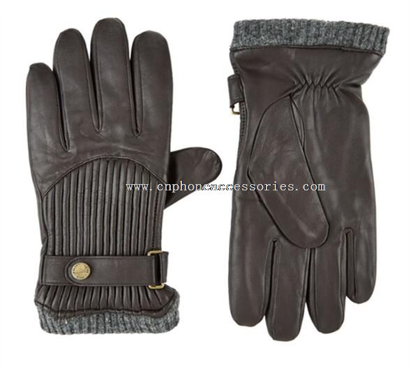 mens genuine leather gloves with knitted cuff