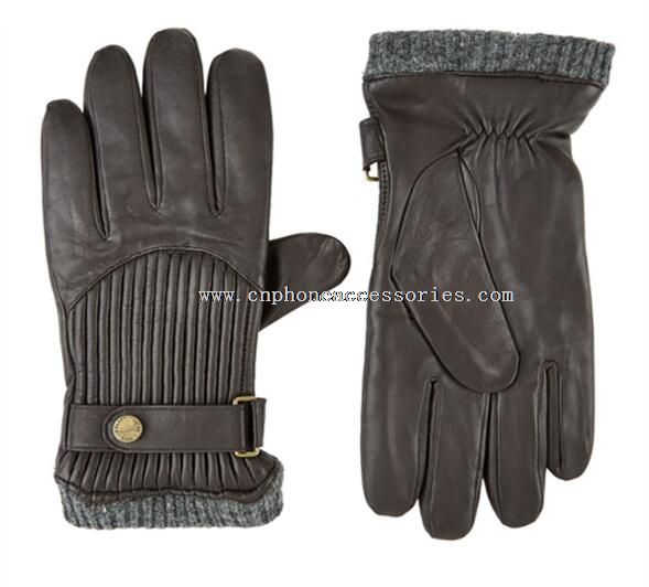 Herren Echtleder Handschuhe mit gestrickten Manschette