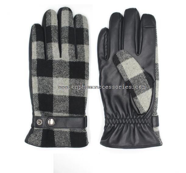 Pu leather and fabric touch screen leather gloves